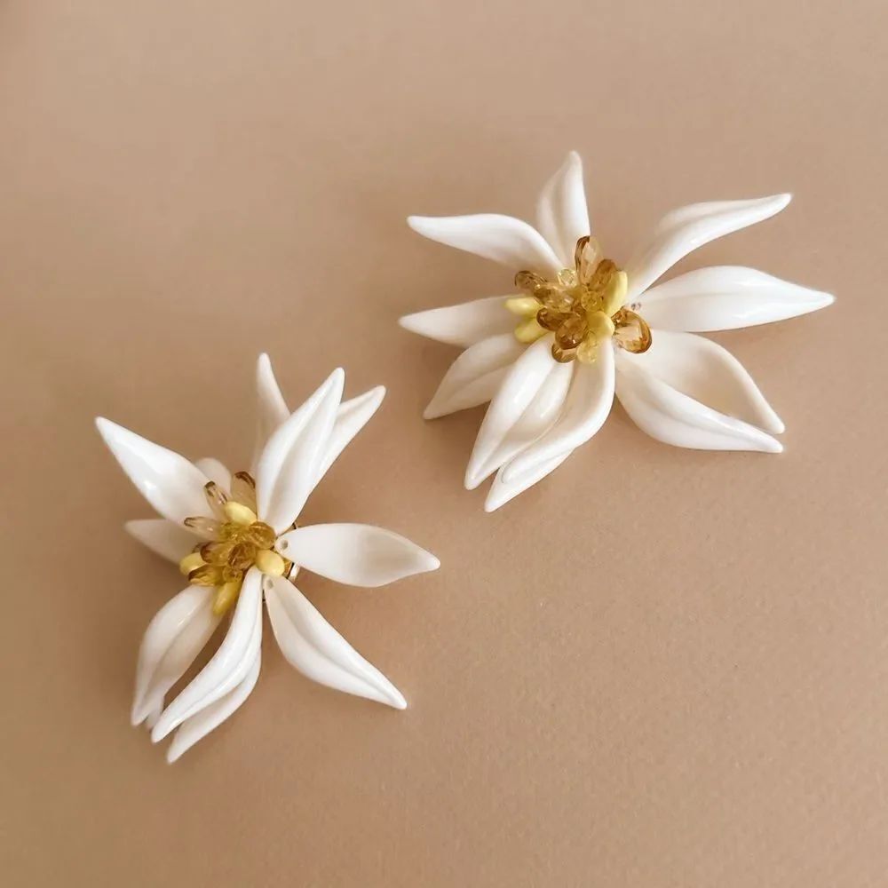 Flower statement earrings S836 - Picture 3 of 5